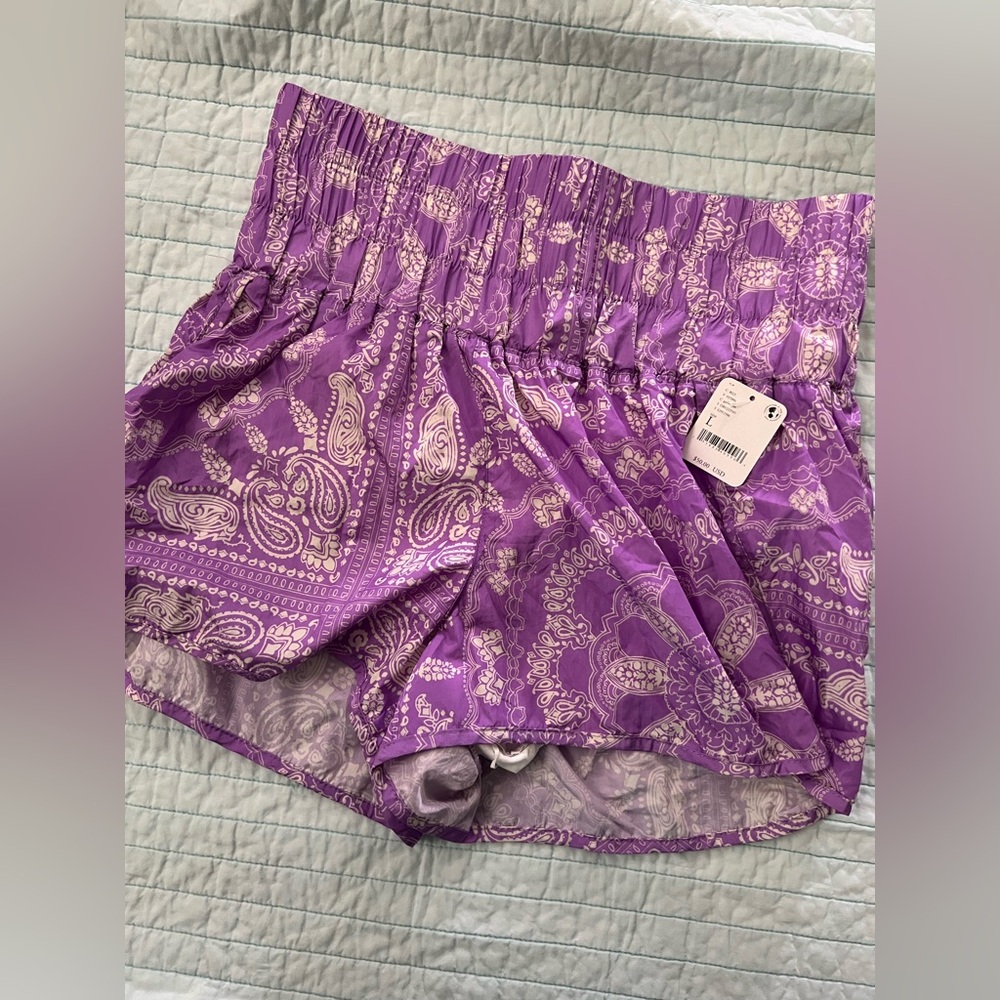 NWT Free people Purple Paisley Smocked Waist Shorts